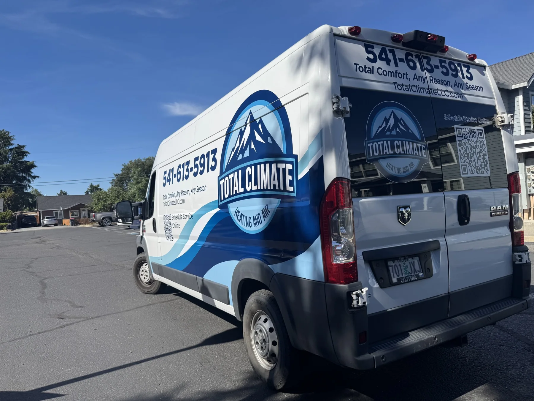 Branded Total Climate heating and air service van